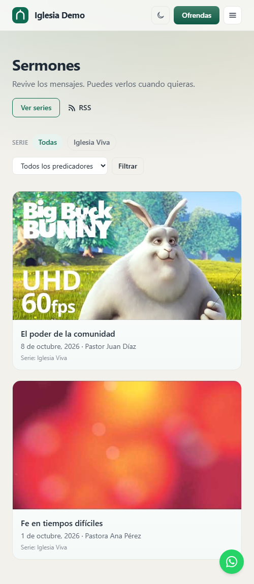 Sermones en el sitio web